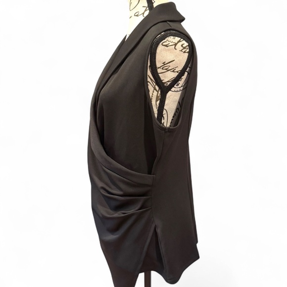 Grace Karin Black Sleeveless Wrap V-Neck Asymmetrical Blouse – Size XL - Picture 2 of 9